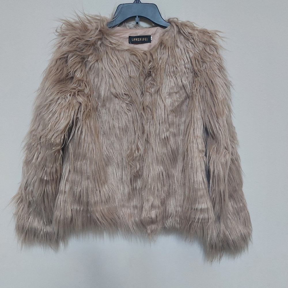 LANSHIFEI Women's Faux Fur Coat Size XXL